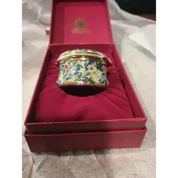 Enamel Box, Halcyon Days, Christmas 1992, Snuff Pill Jewelry Trinket Box - Picture 8 of 10